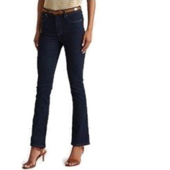 Vintage Lauren Ralph Lauren Dark Blue Wash Classic Bootcut Denim Jeans Womens 8P - Picture 14 of 14